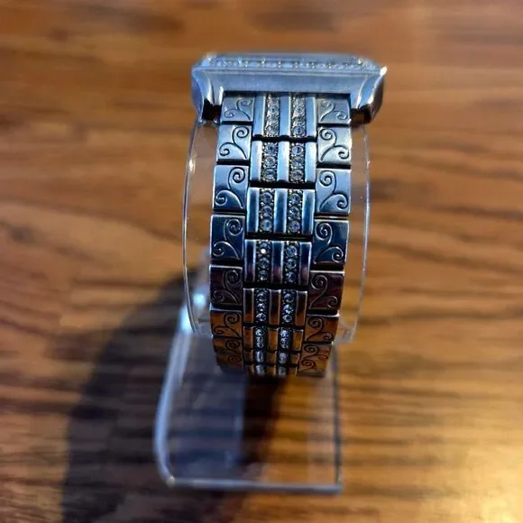 BRIGHTON "Diamond Bar" Silver And Crystal Vintage Watch - Picture 2 of 8